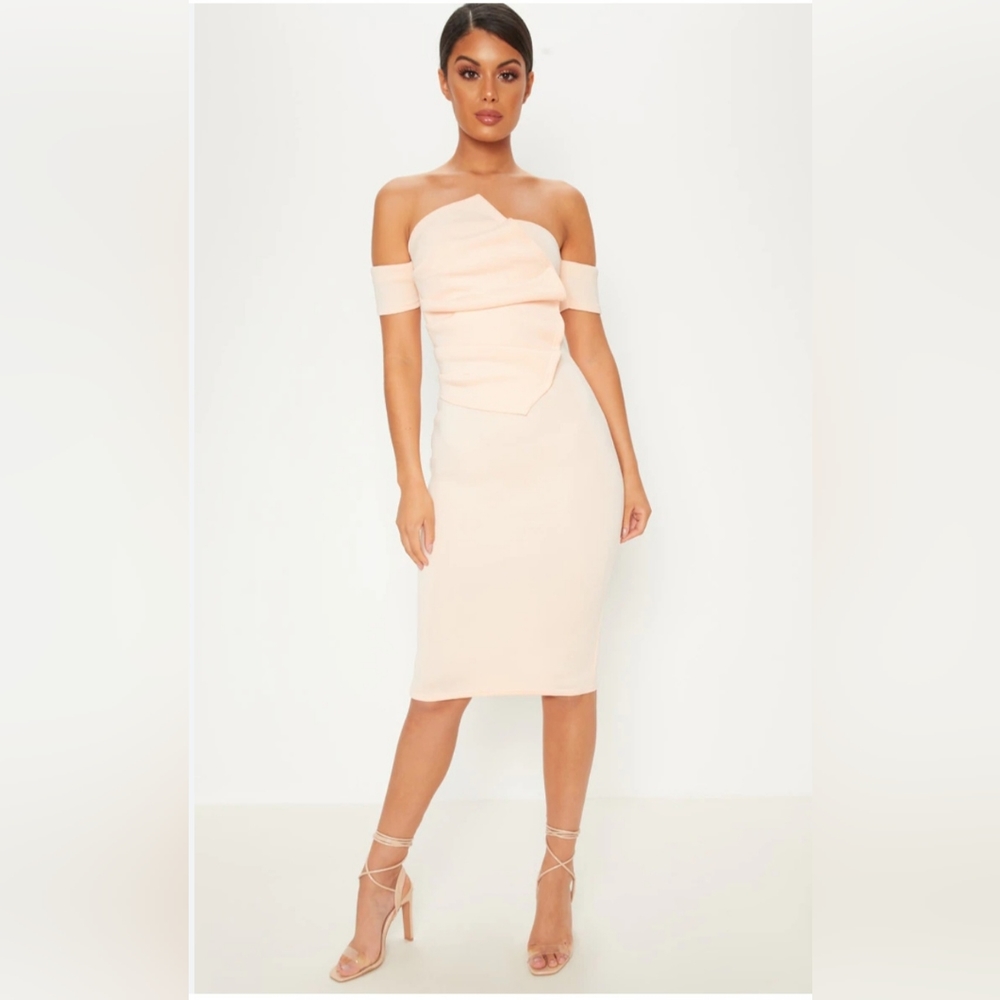 Nude (peach) pleated Bardo dress